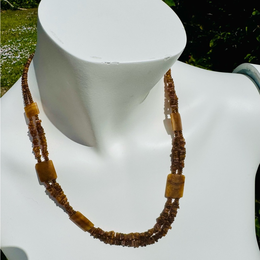 VTG Natural Raw Baltic Amber Boho Handmade necklace  with unique beads.